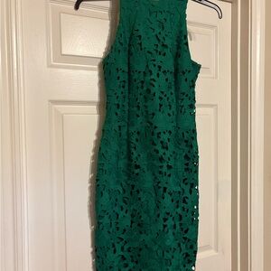 ANTONIO MELANI Green Floral Lace Mini Dress